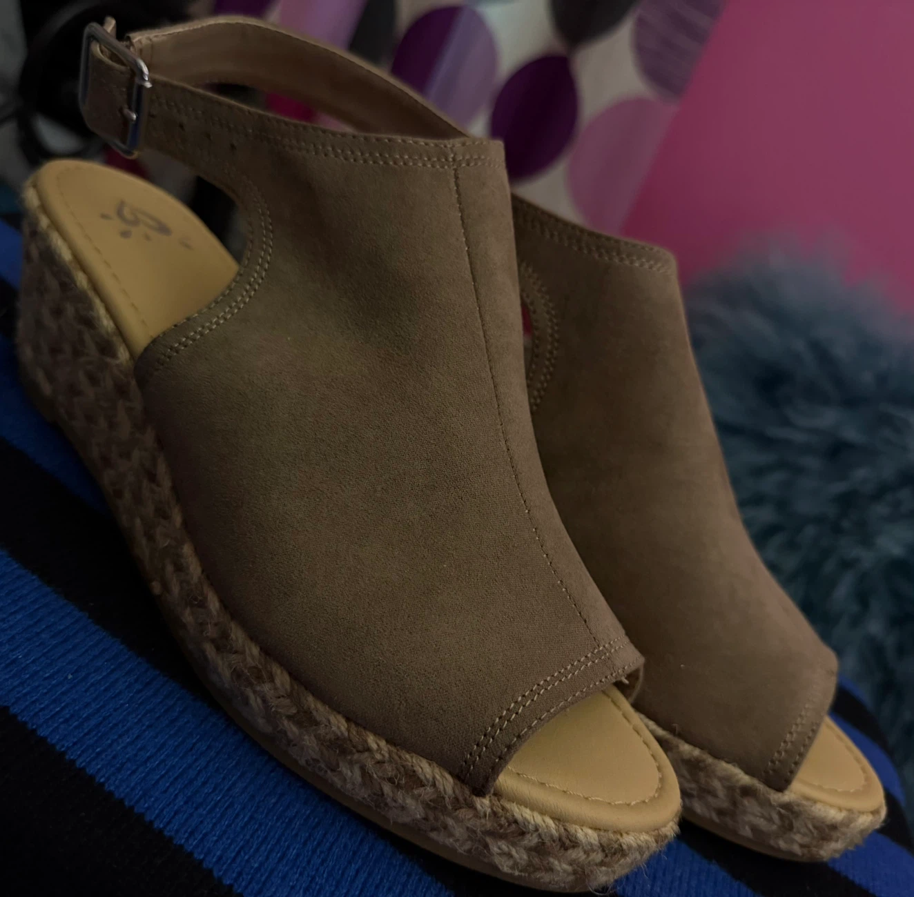 MOVING SALE!!! Justice Brown Faux Suede Espadrille Wedges