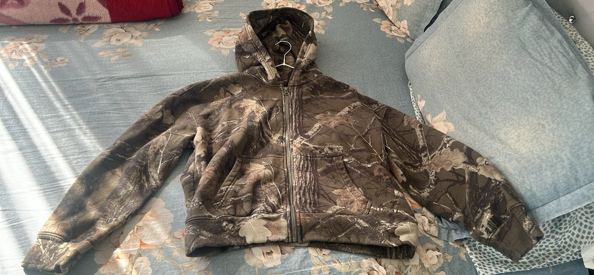 Hollister Boxy Fit Camo Zip-Up Hoodie