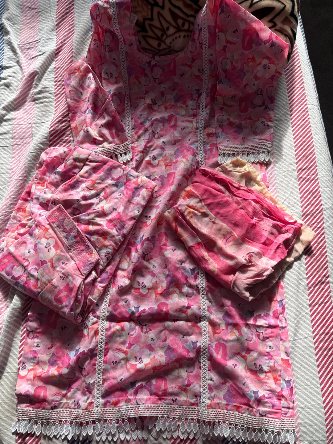 Pink Floral Kurti Set