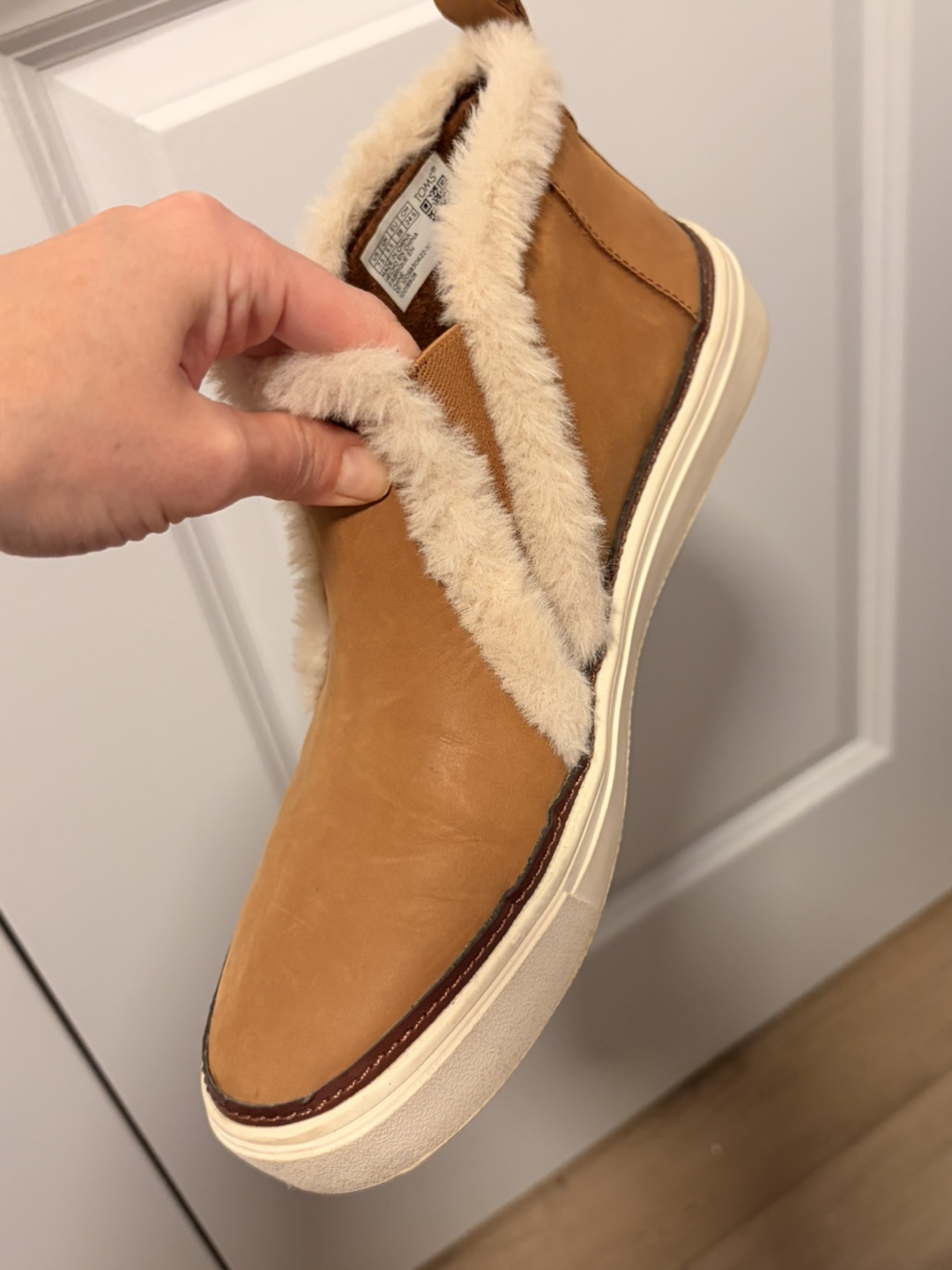 TOMS Faux Fur Lined Slip-On Shoes - Tan, Size 7.5 - photo 5