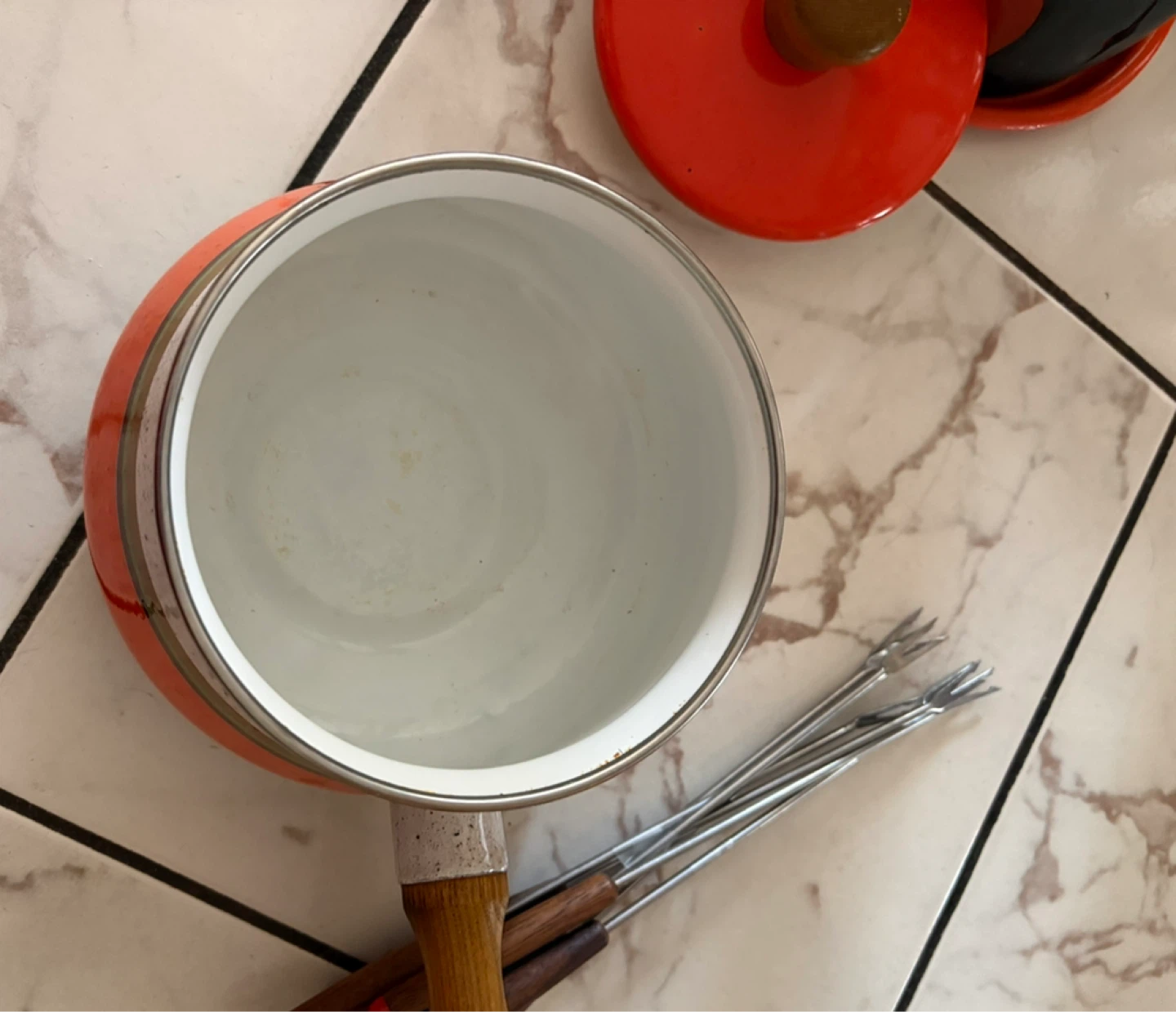 Vintage Enamel Fondue Set - photo 2