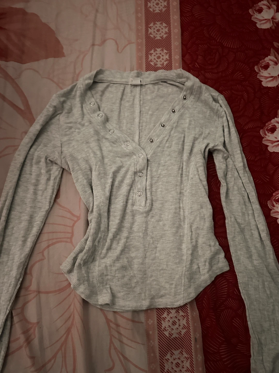 Garage Grey Ribbed Long Sleeve Henley