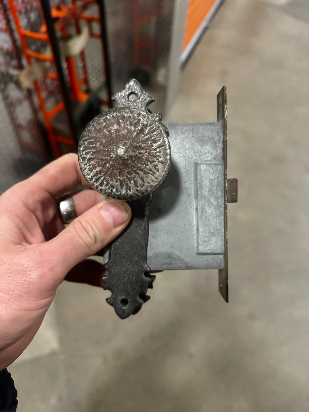 Antique Mortise Lock Assembly with Cast Iron Knobs