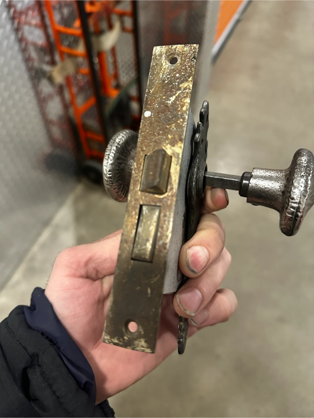 Antique Mortise Lock Assembly with Cast Iron Knobs - photo 2