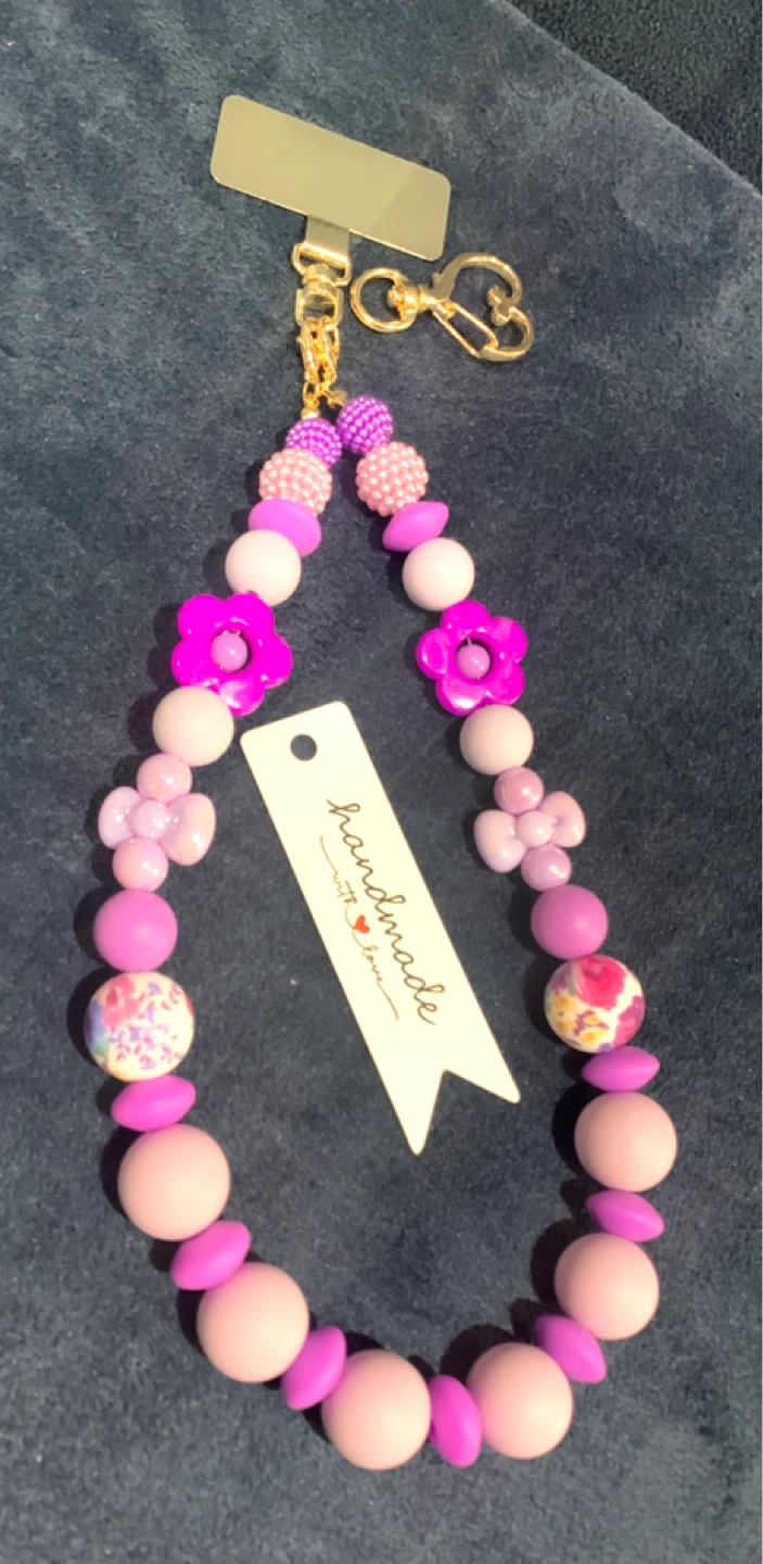 Handmade beaded phone /bag charm strap