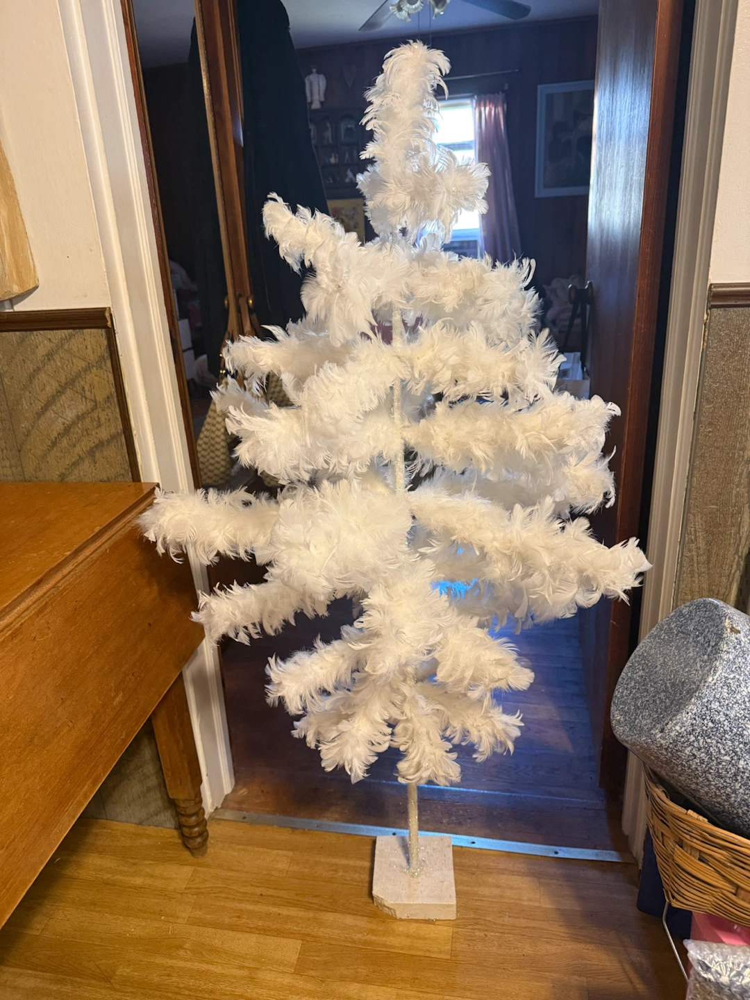 White feather Christmas tree