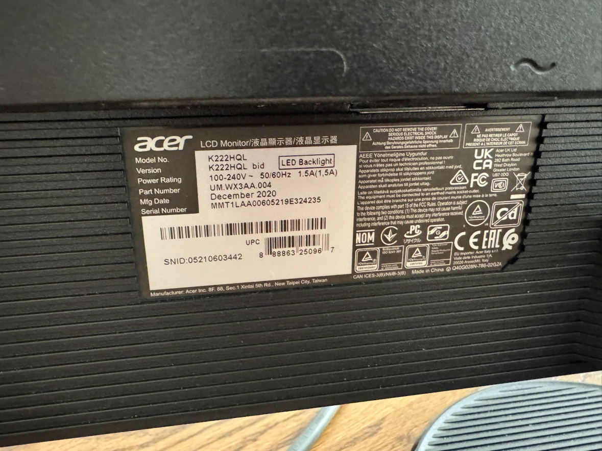 Two Acer K222HQL 22 inch LED Monitors - photo 2