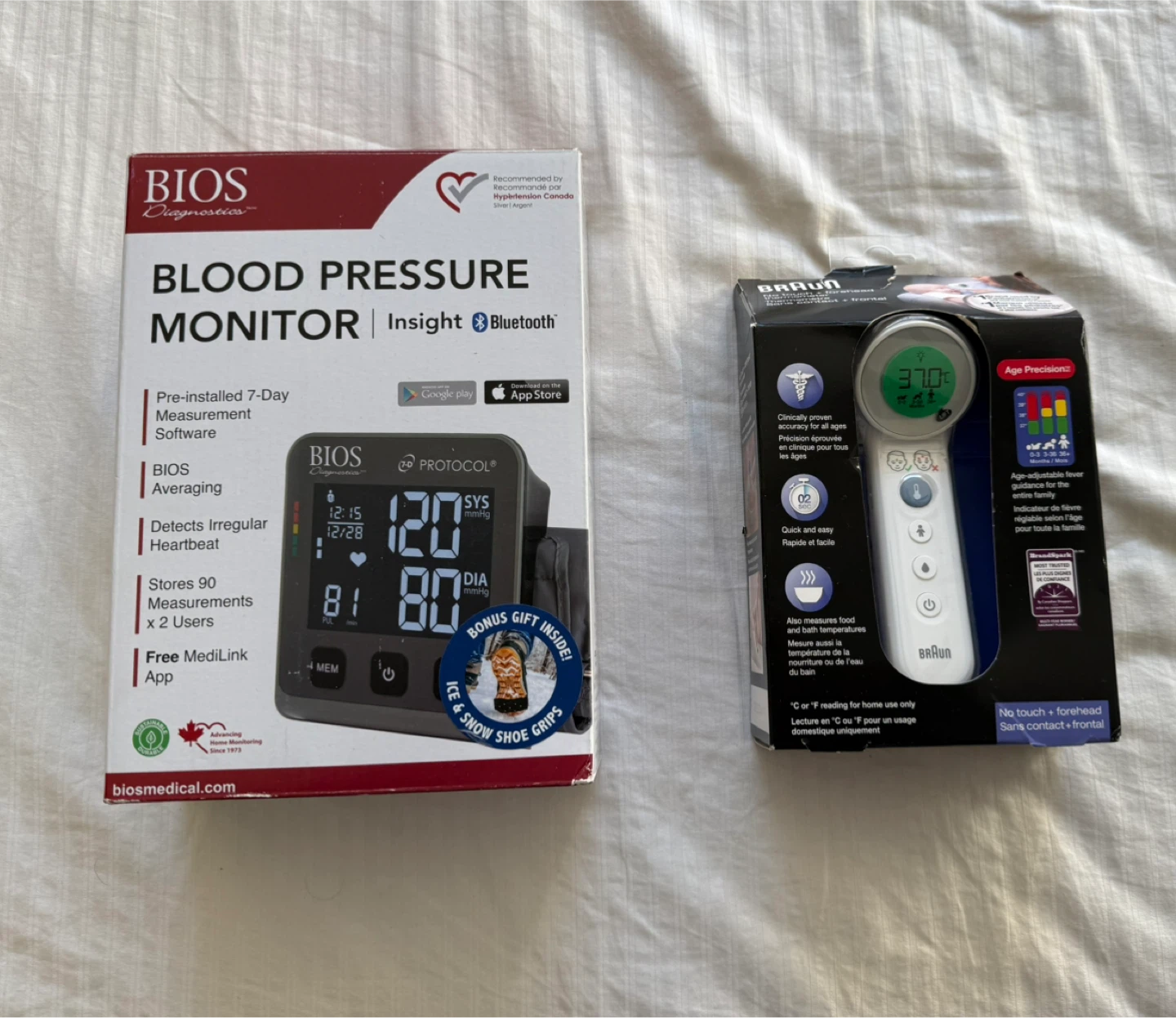 BIOS Blood Pressure Monitor and Braun Thermometer