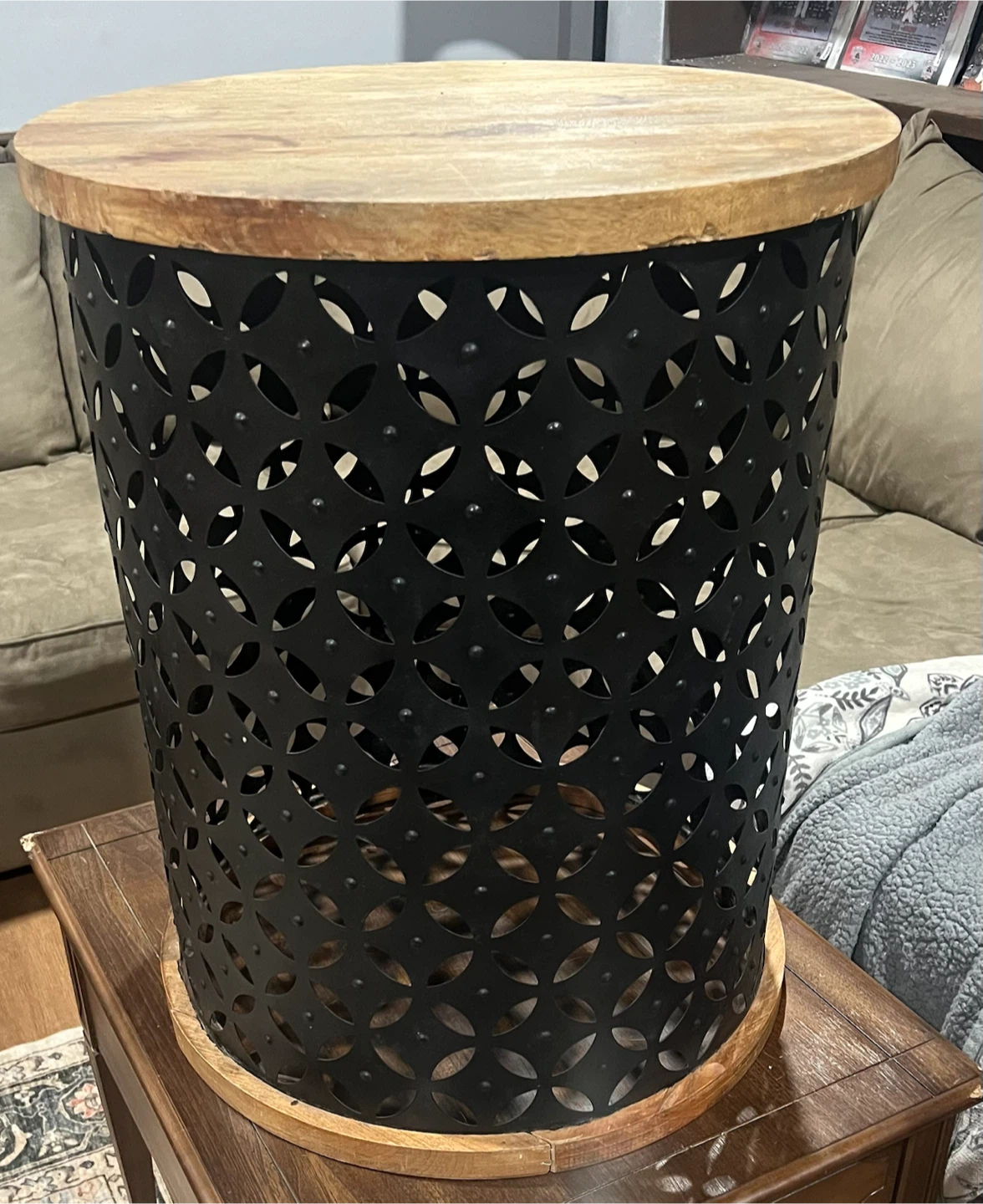 Metal and Wood Accent Side Table