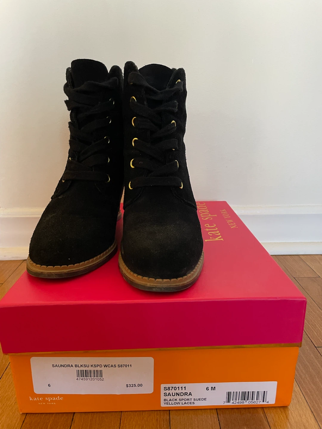 Kate Spade Saundra Black Suede Wedge Boots - photo 2
