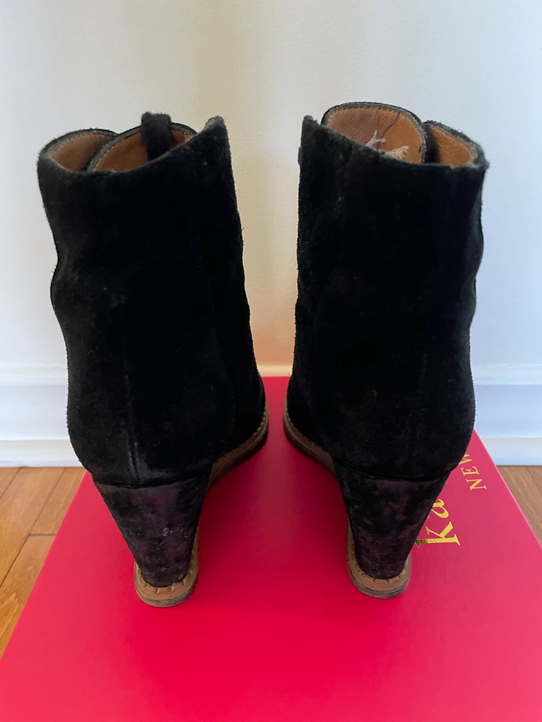 Kate Spade Saundra Black Suede Wedge Boots - photo 3