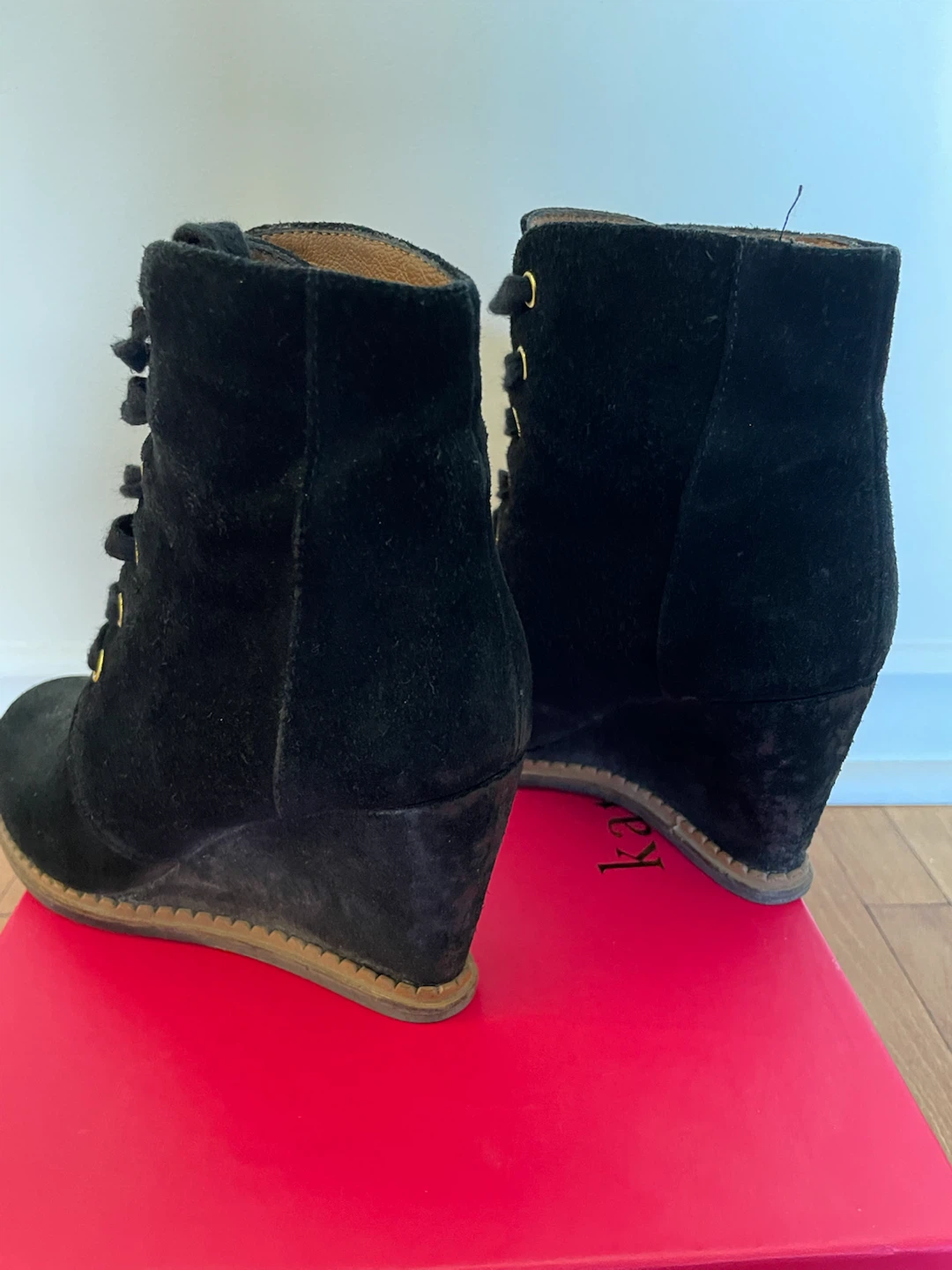 Kate Spade Saundra Black Suede Wedge Boots - photo 4