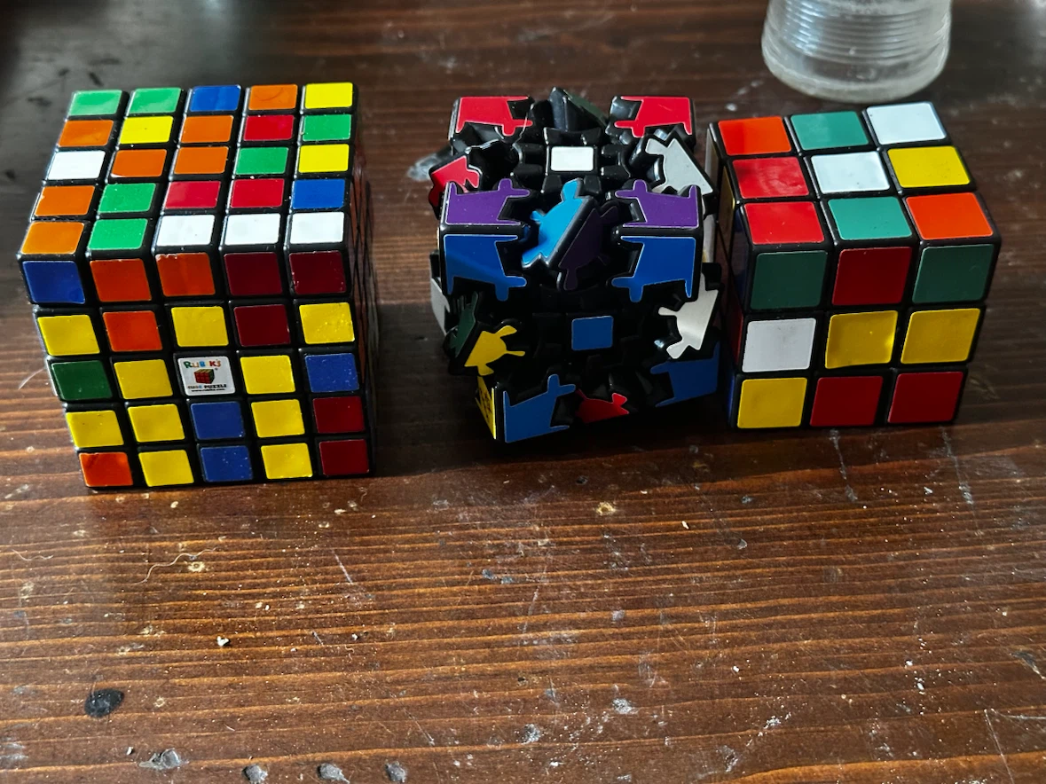 Vintage Rubik's 3x3, 5x5 & Meffert's Gear Cube Lot