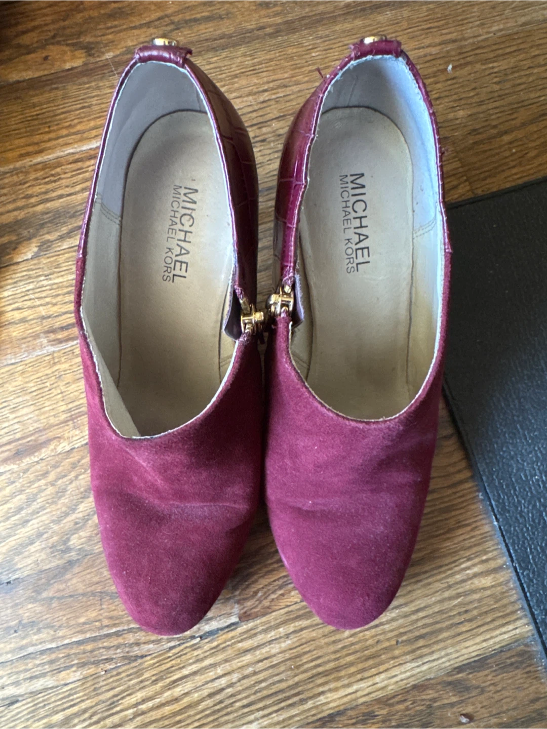 Size 8 Michael Kors Burgundy Suede Booties - photo 2