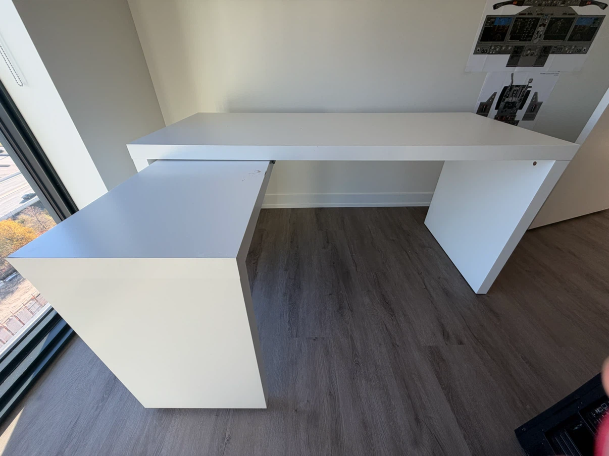 IKEA MALM pull-out desk, white
