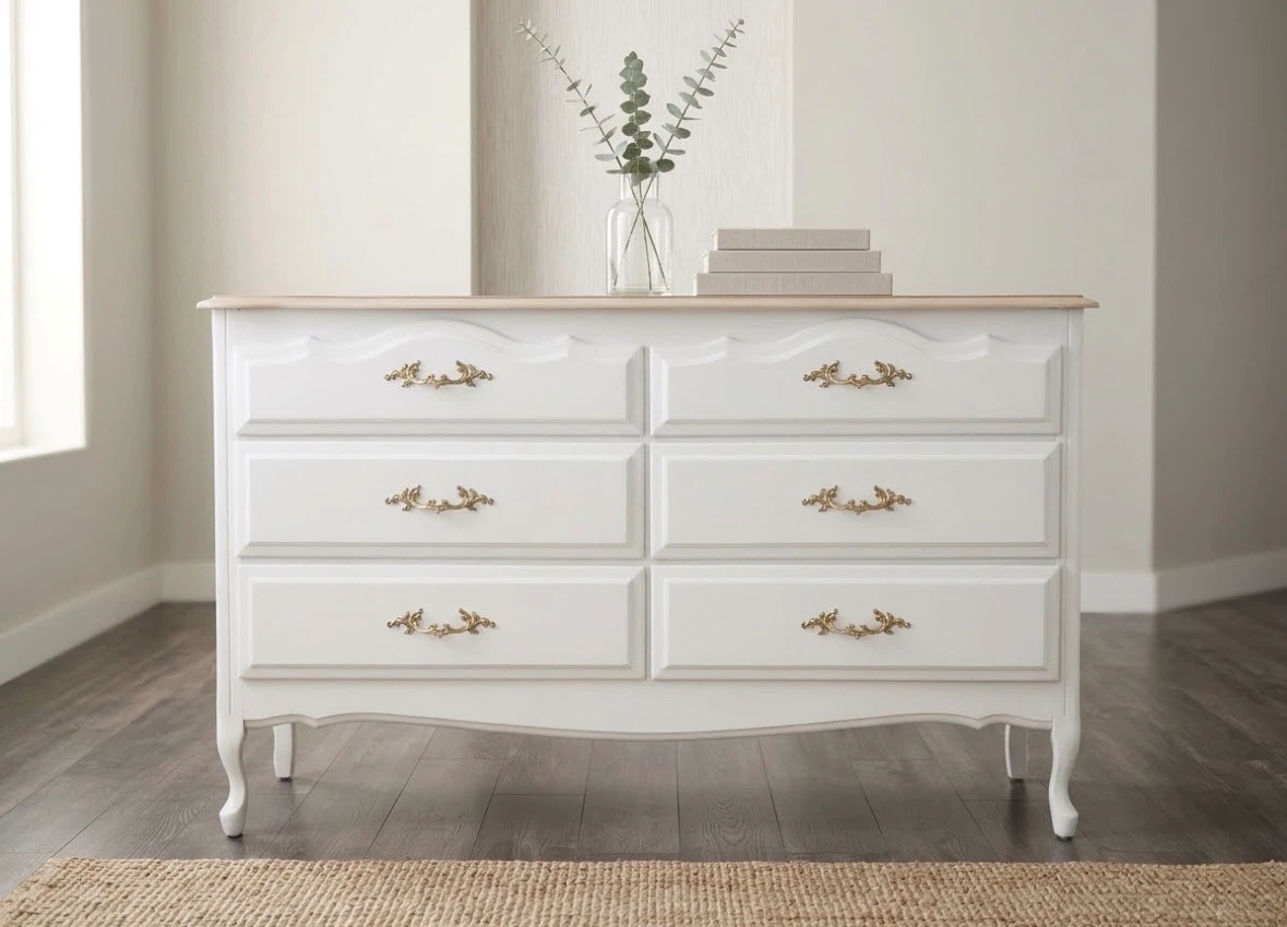 White 6-Drawer French Provincial Dresser