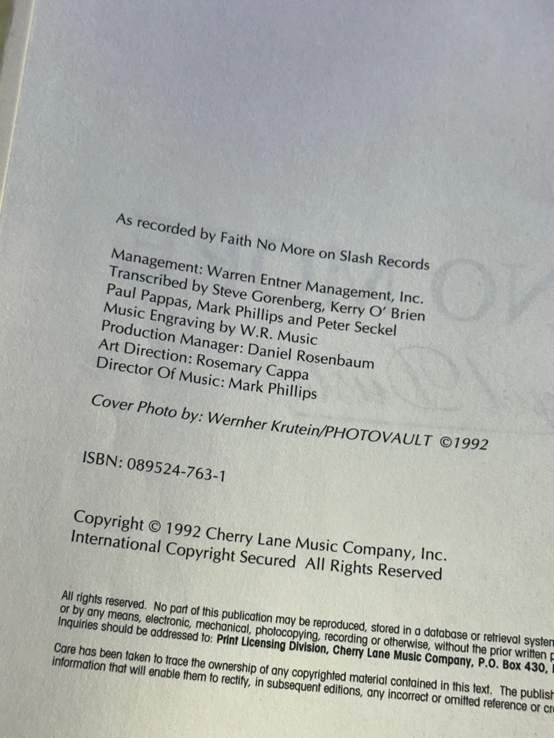 Faith No More Angel Dust Guitar Tablature Book - photo 5