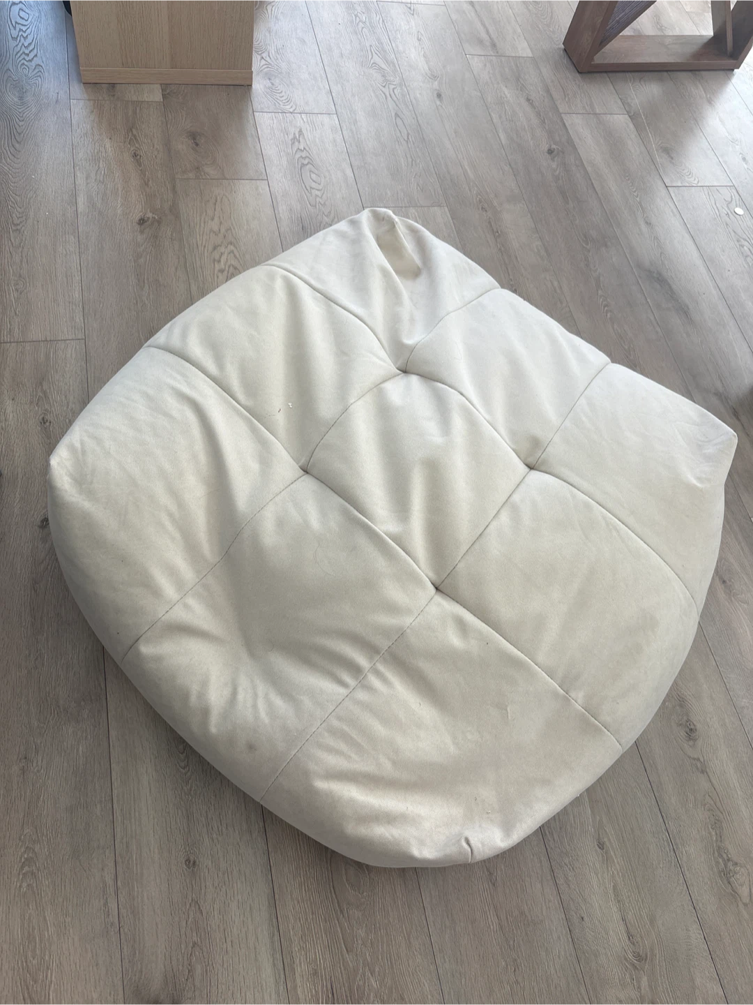 Cream Quilted Floor Cushion