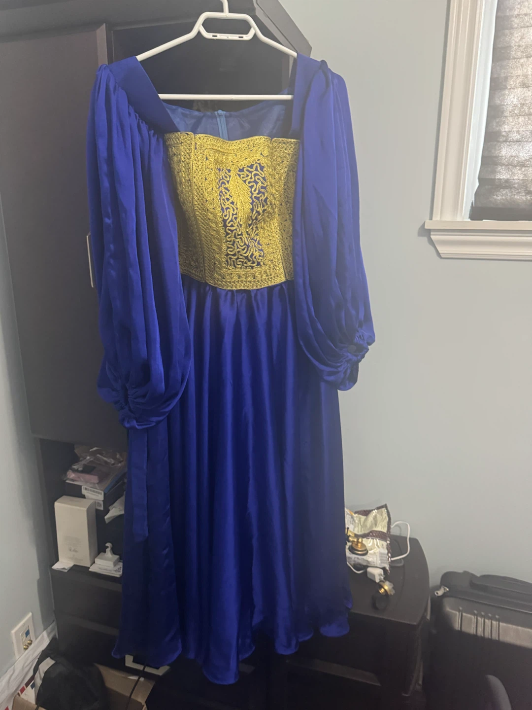 Royal Blue and Gold Embellished Dress