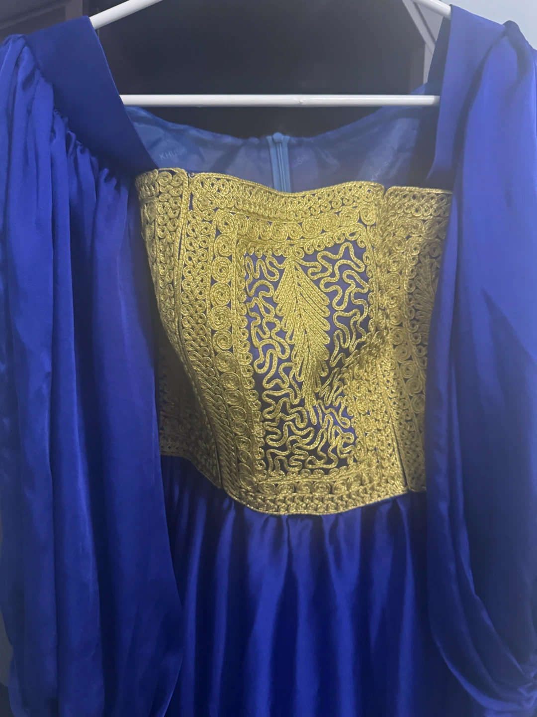 Royal Blue and Gold Embellished Dress - photo 2