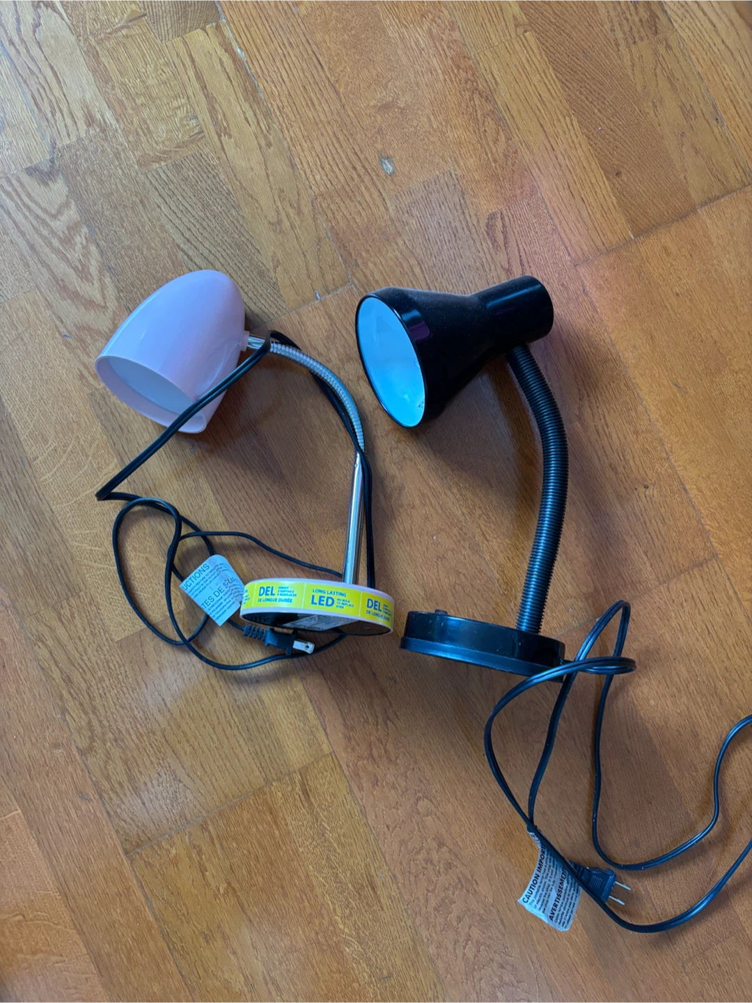 MOVING SALE! Two desk lamps, black and pink