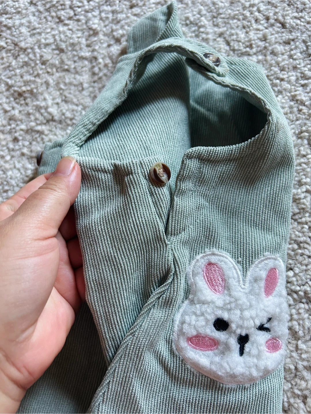 SHEIN Baby Green Corduroy Bunny Dress - photo 3