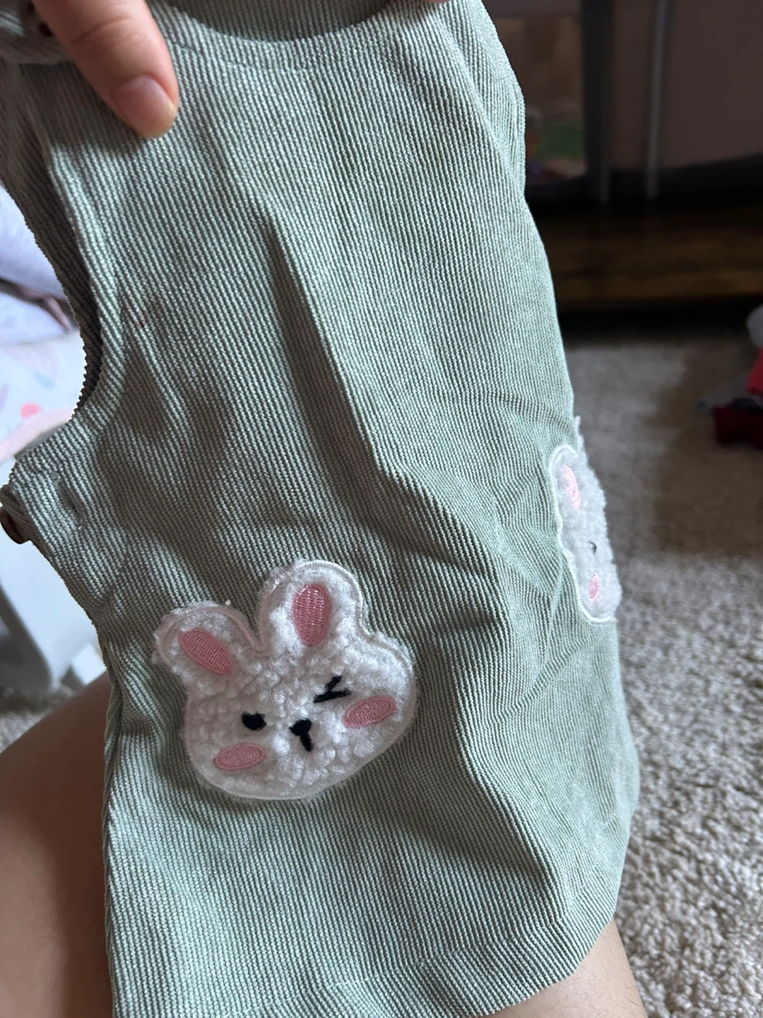 SHEIN Baby Green Corduroy Bunny Dress - photo 4