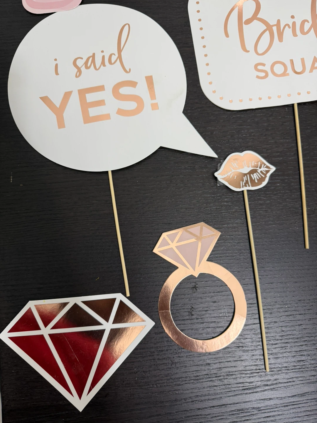 Rose Gold Bridal Shower Photo Booth Props and balloons - photo 2