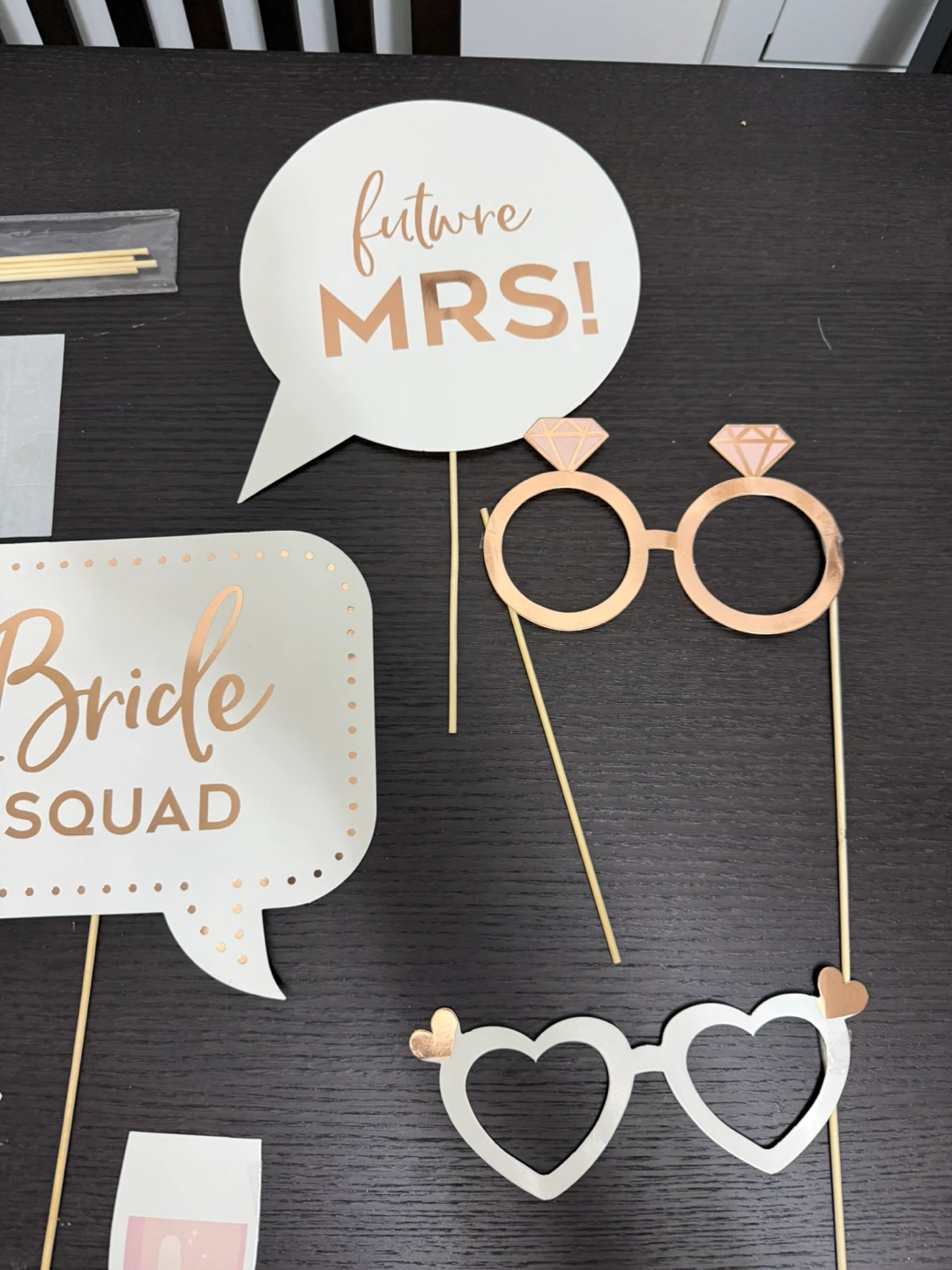 Rose Gold Bridal Shower Photo Booth Props and balloons - photo 5