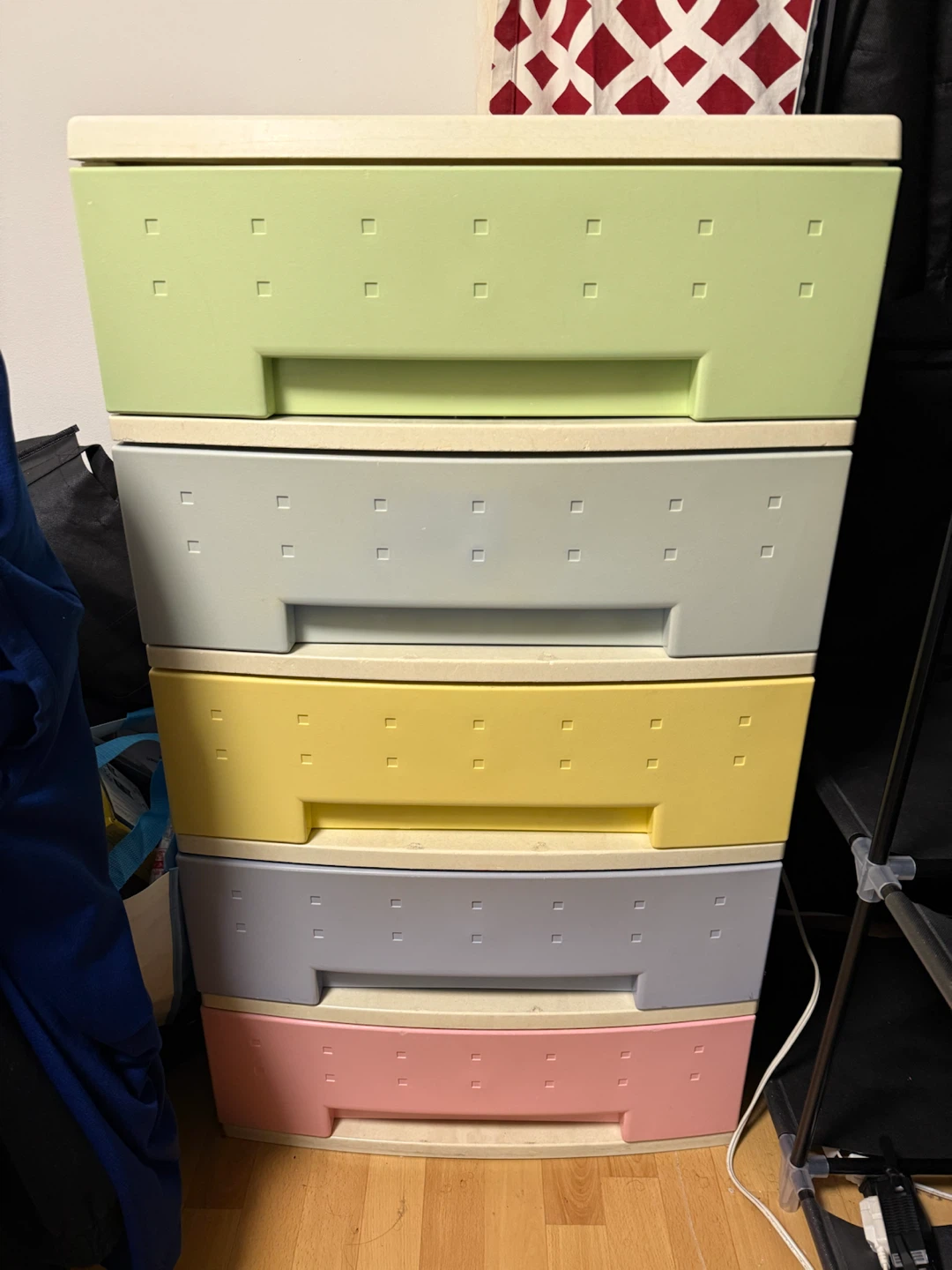 Multi-coloured 5-Drawer Plastic Storage Unit