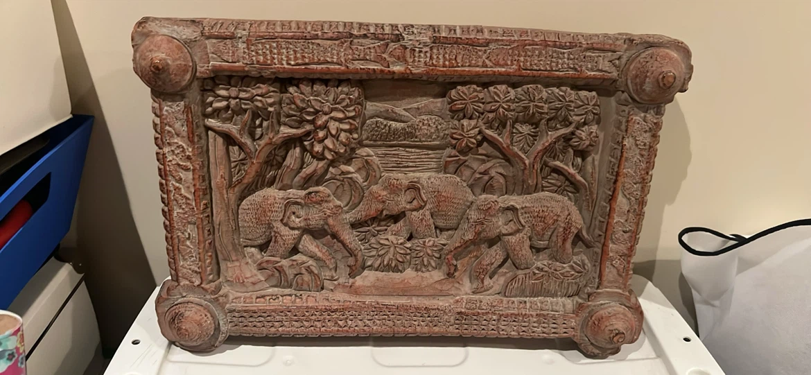 Carved Wood-look  Elephant Wall Art