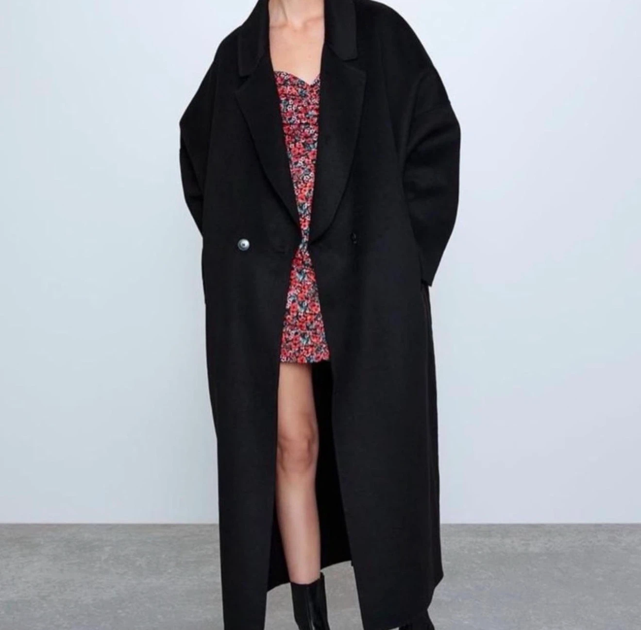 Zara Black Wool Blend Long Coat - photo 4