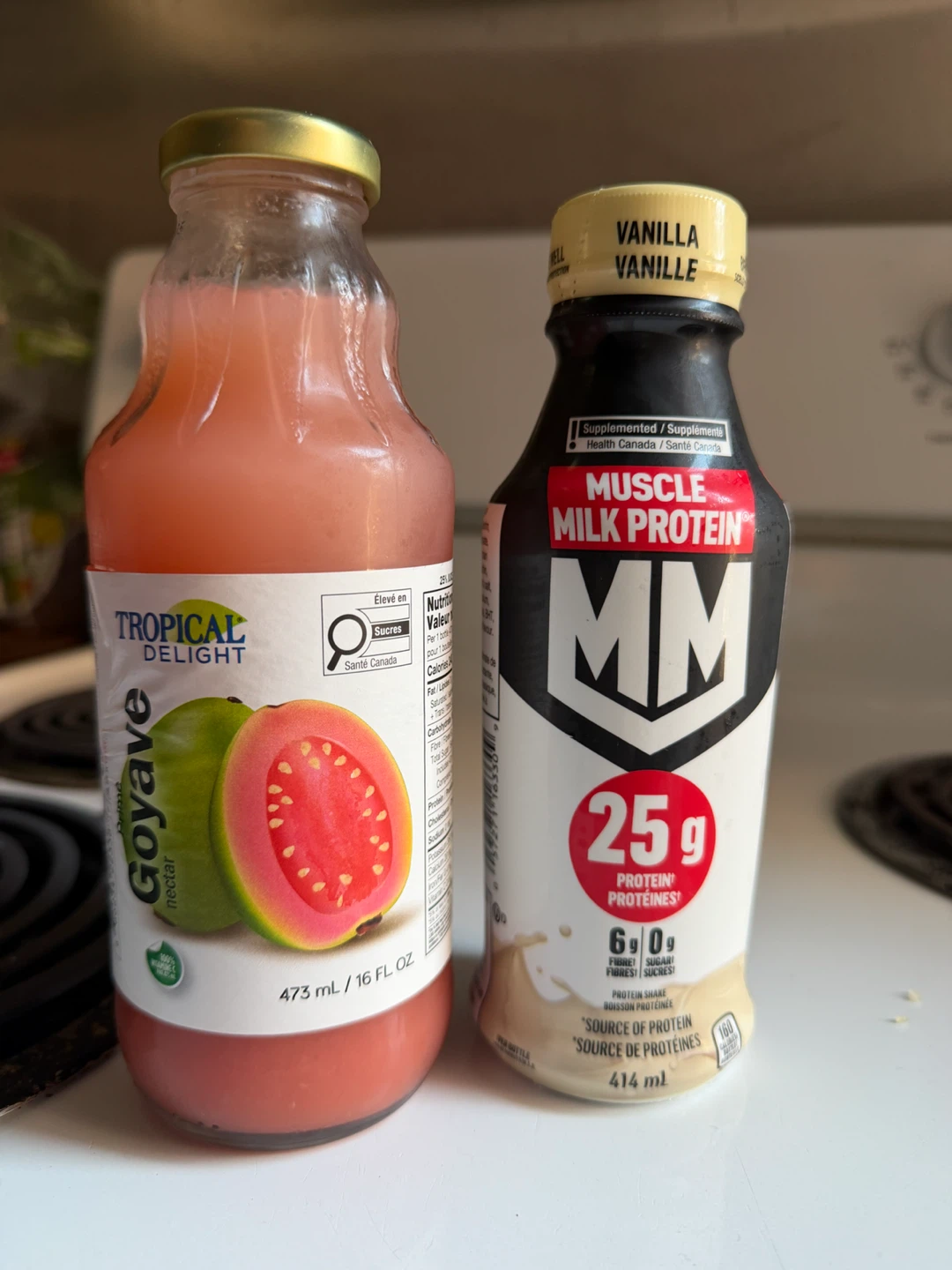 Both $3 Tropical Delight Guava Nectar and Muscle Milk