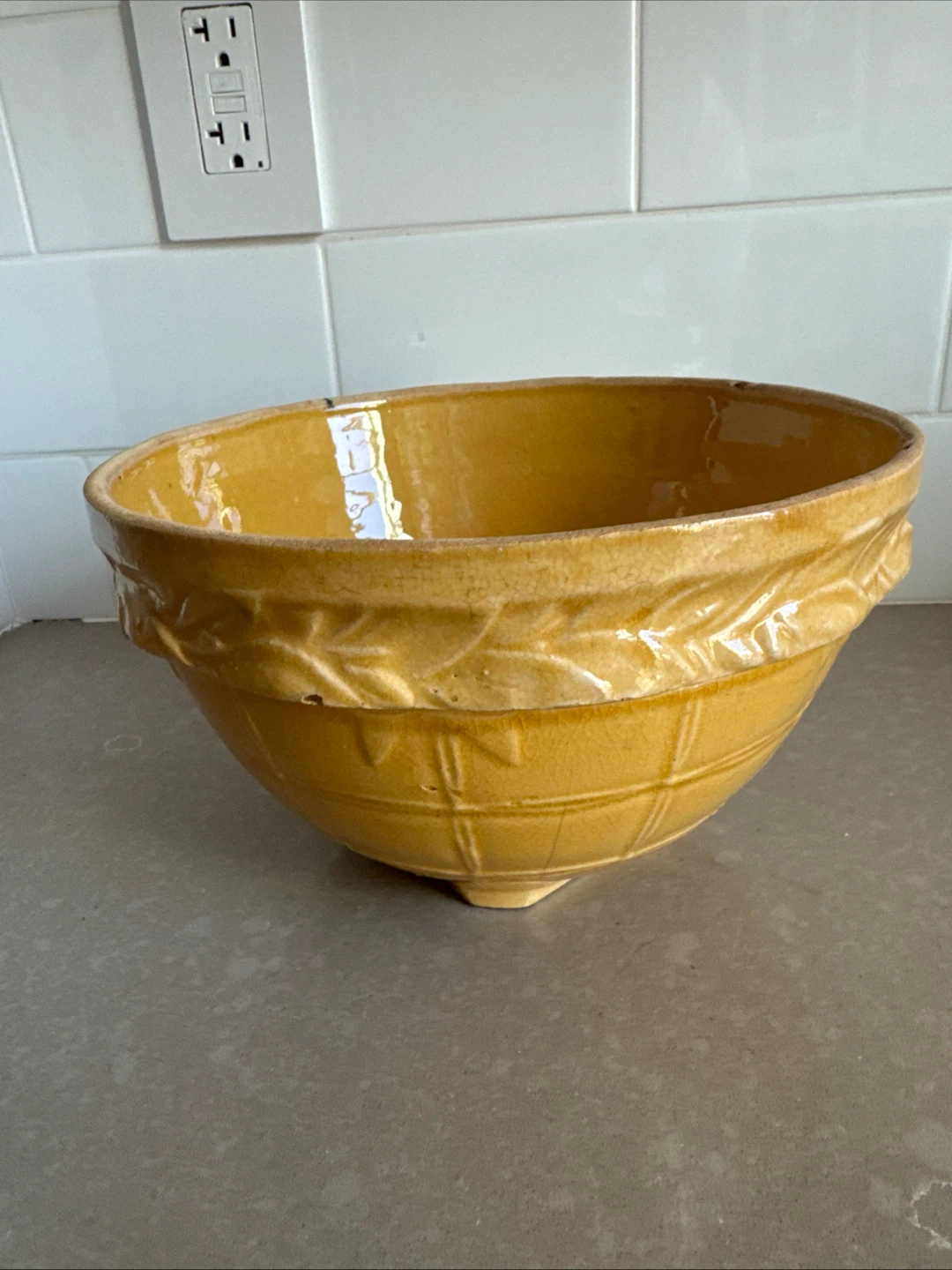 Vintage Yellow Ceramic Mixing Bowl