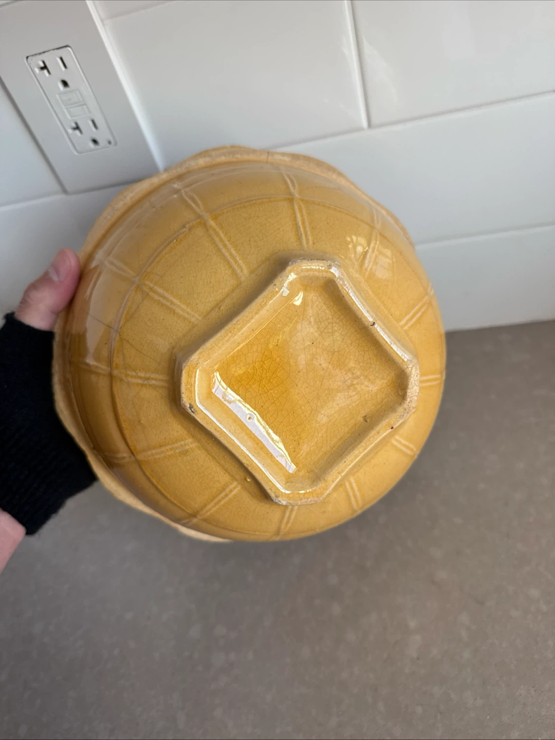Vintage Yellow Ceramic Mixing Bowl - photo 3