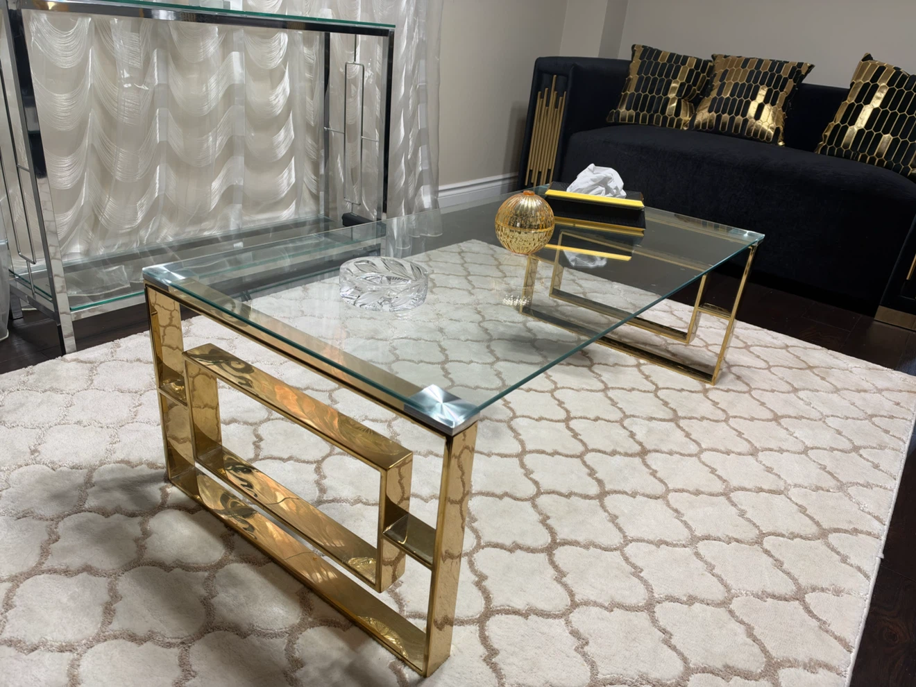 Luxury Black & Gold Living Room Furniture Set - photo 4
