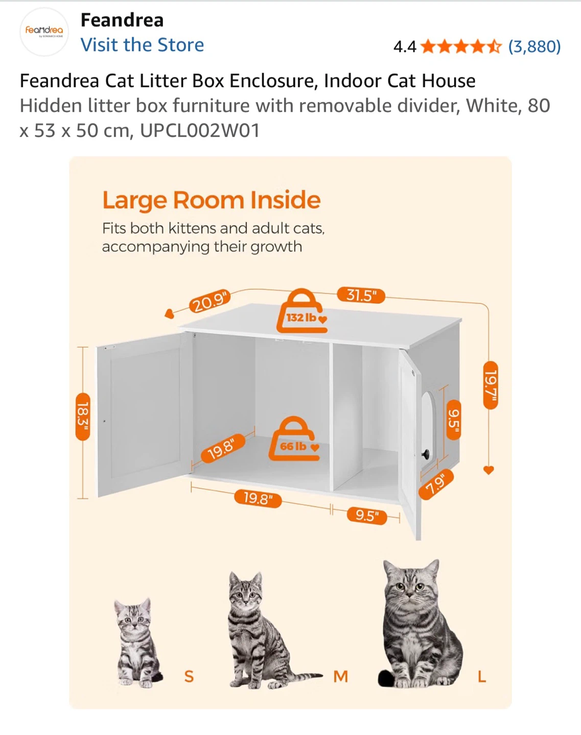 Feandrea Cat Litter Box Enclosure - photo 2