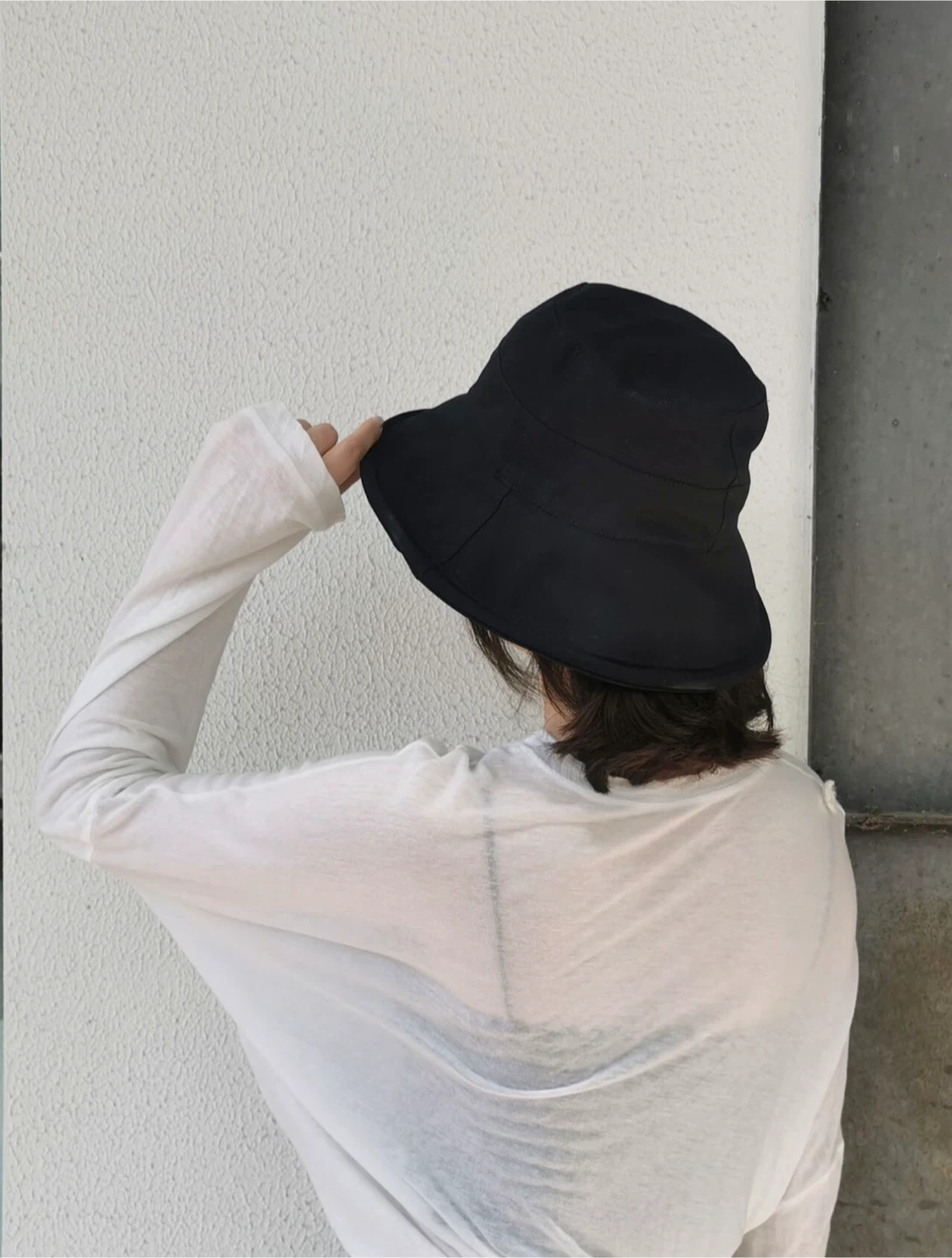 Yohji Yamamoto black drape bucket hat