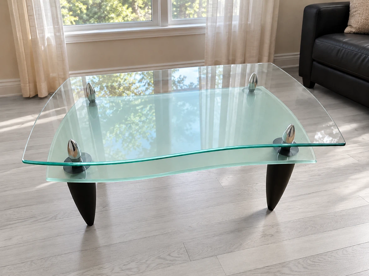 Super Comfortable Black Sofa Set & Modern Glass Coffee Table - photo 4