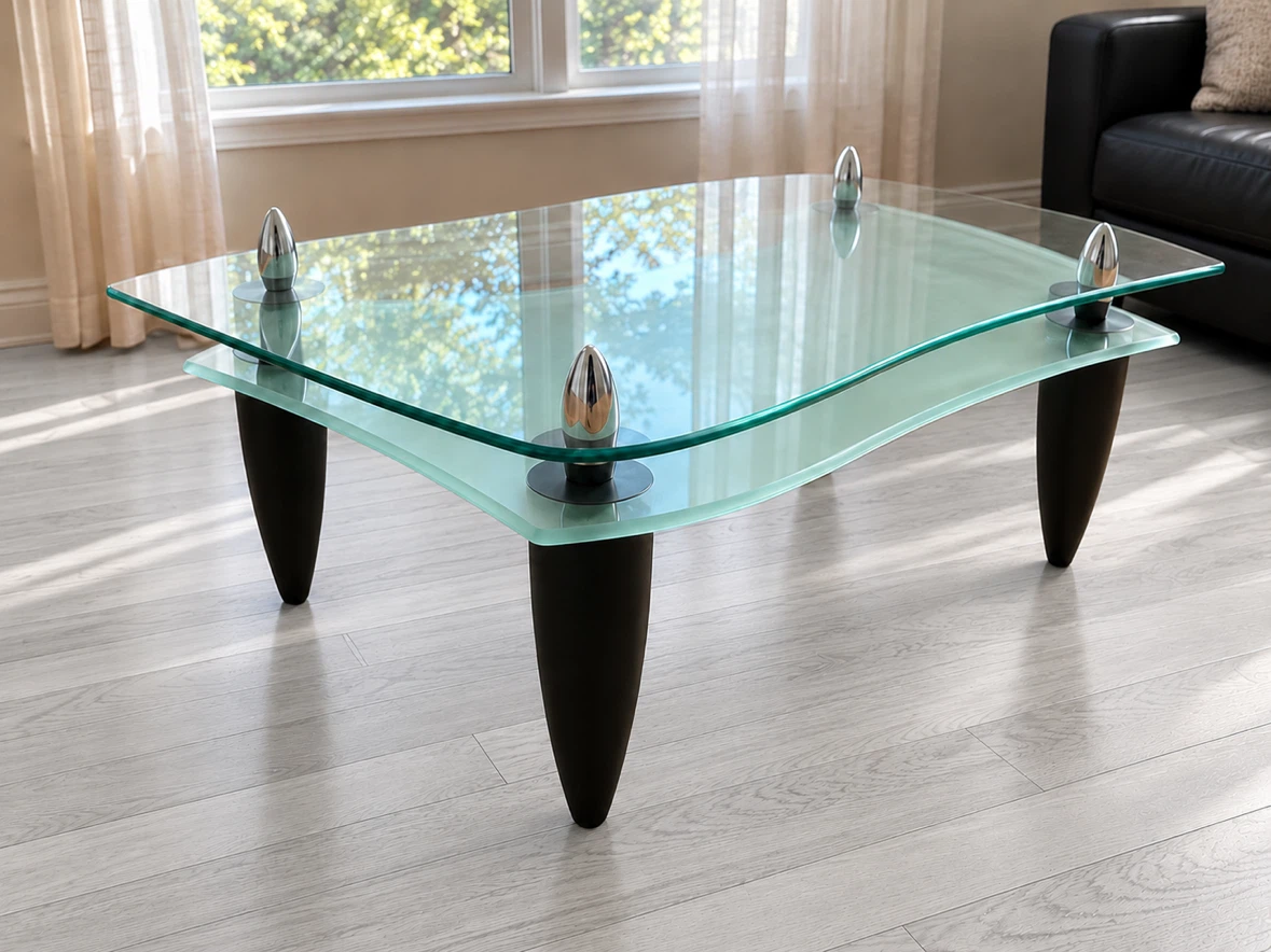 Super Comfortable Black Sofa Set & Modern Glass Coffee Table - photo 5