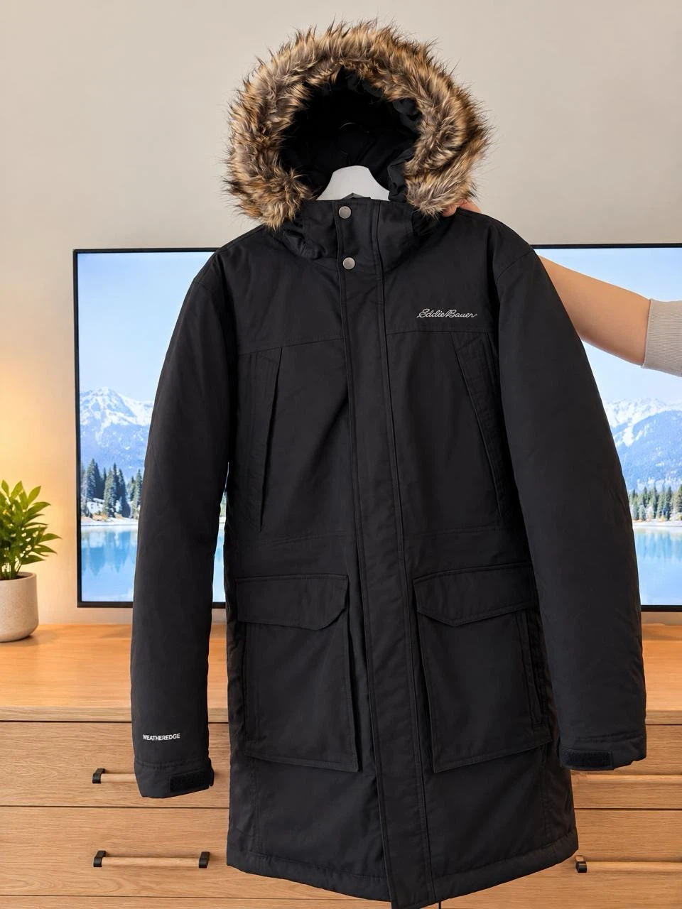 Eddie Bauer Men's Superior Down Stadium Parka - Black, Large