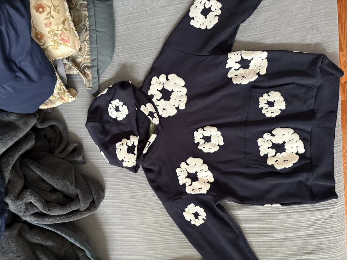Navy blue denim tears hoodie - photo 2