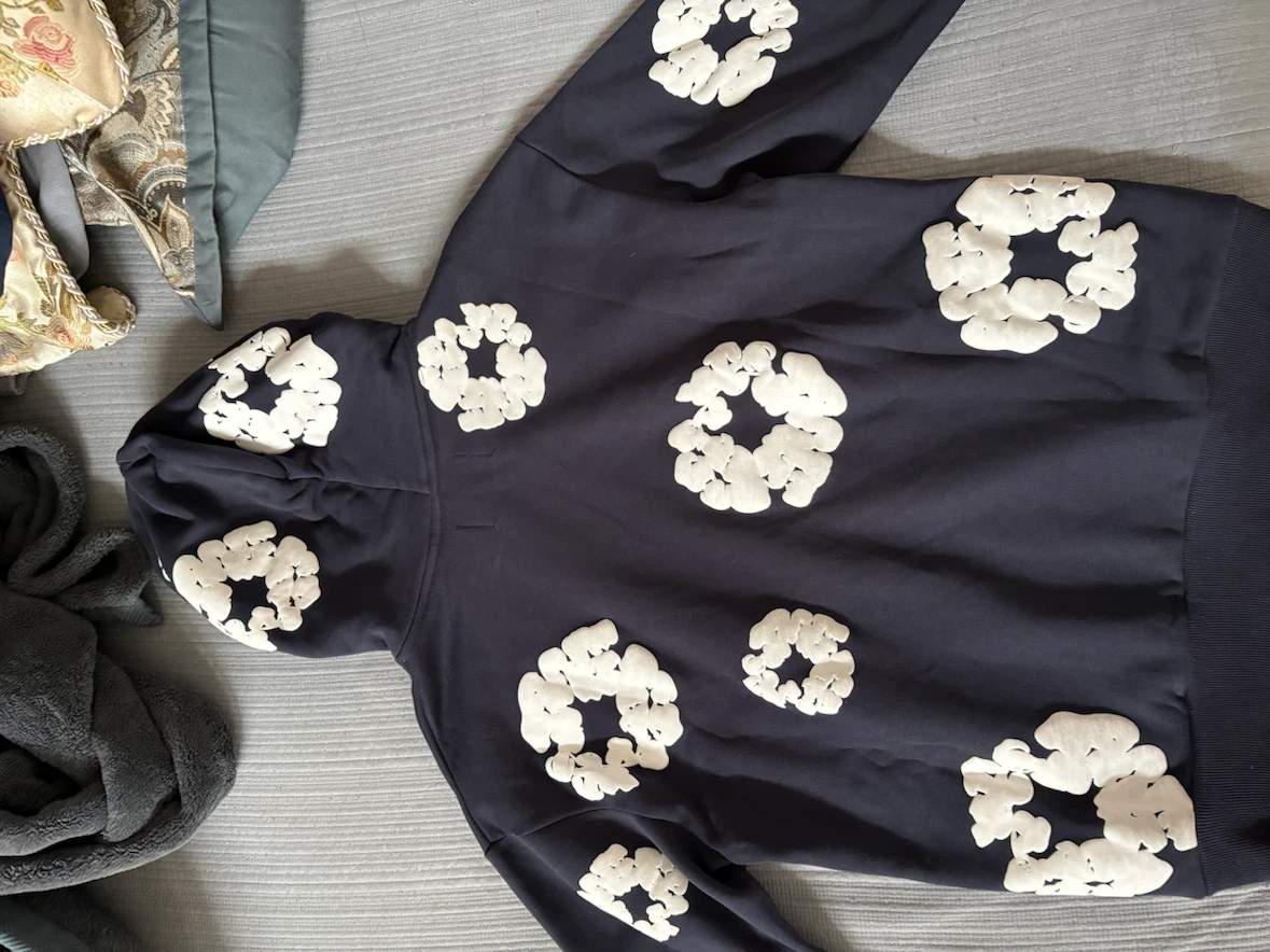 Navy blue denim tears hoodie - photo 3