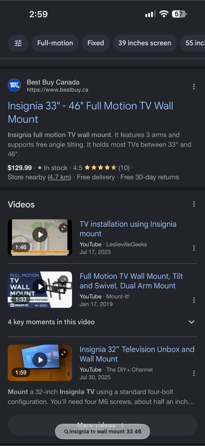 Insignia Full-Motion TV Wall Mount 33-46 inch - photo 4