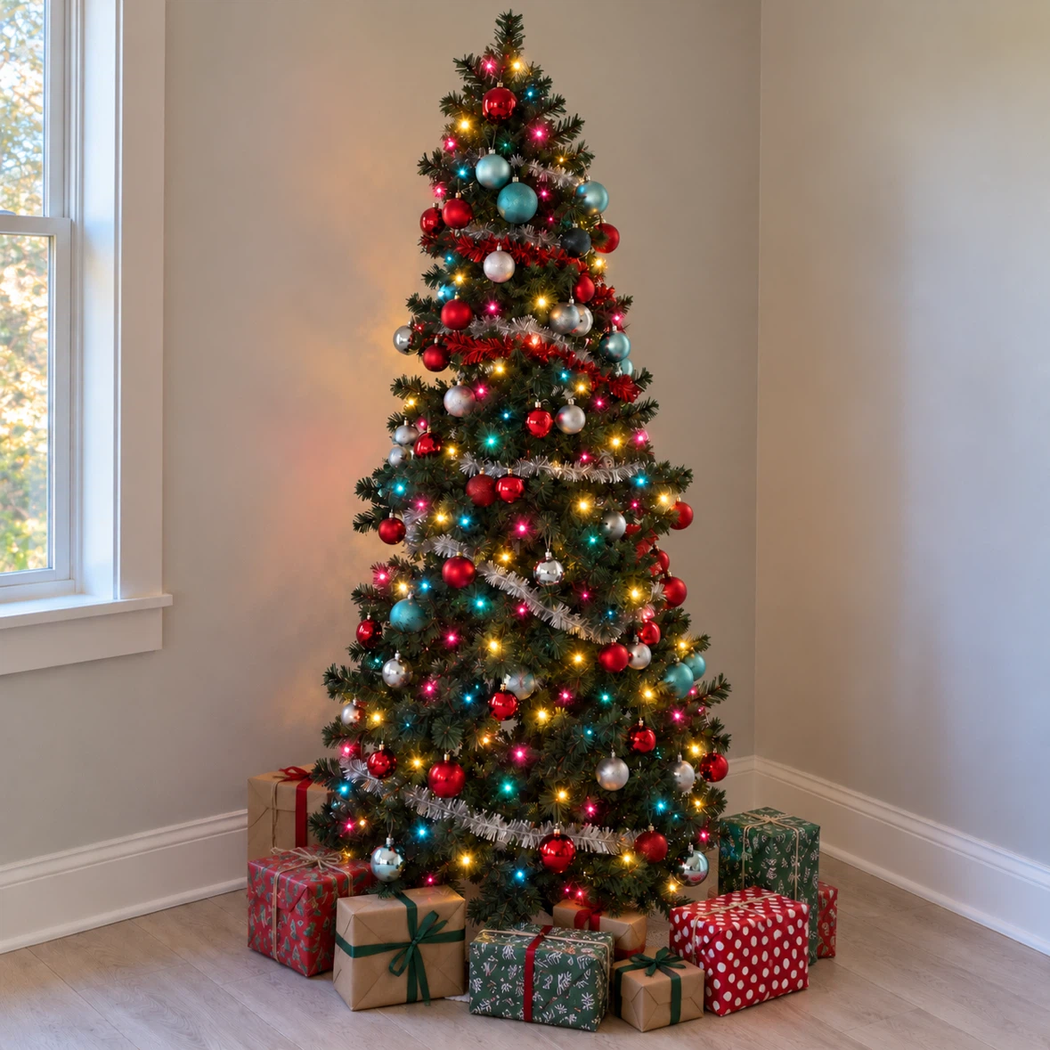 Medium Artificial Christmas Tree with Built-In Lights