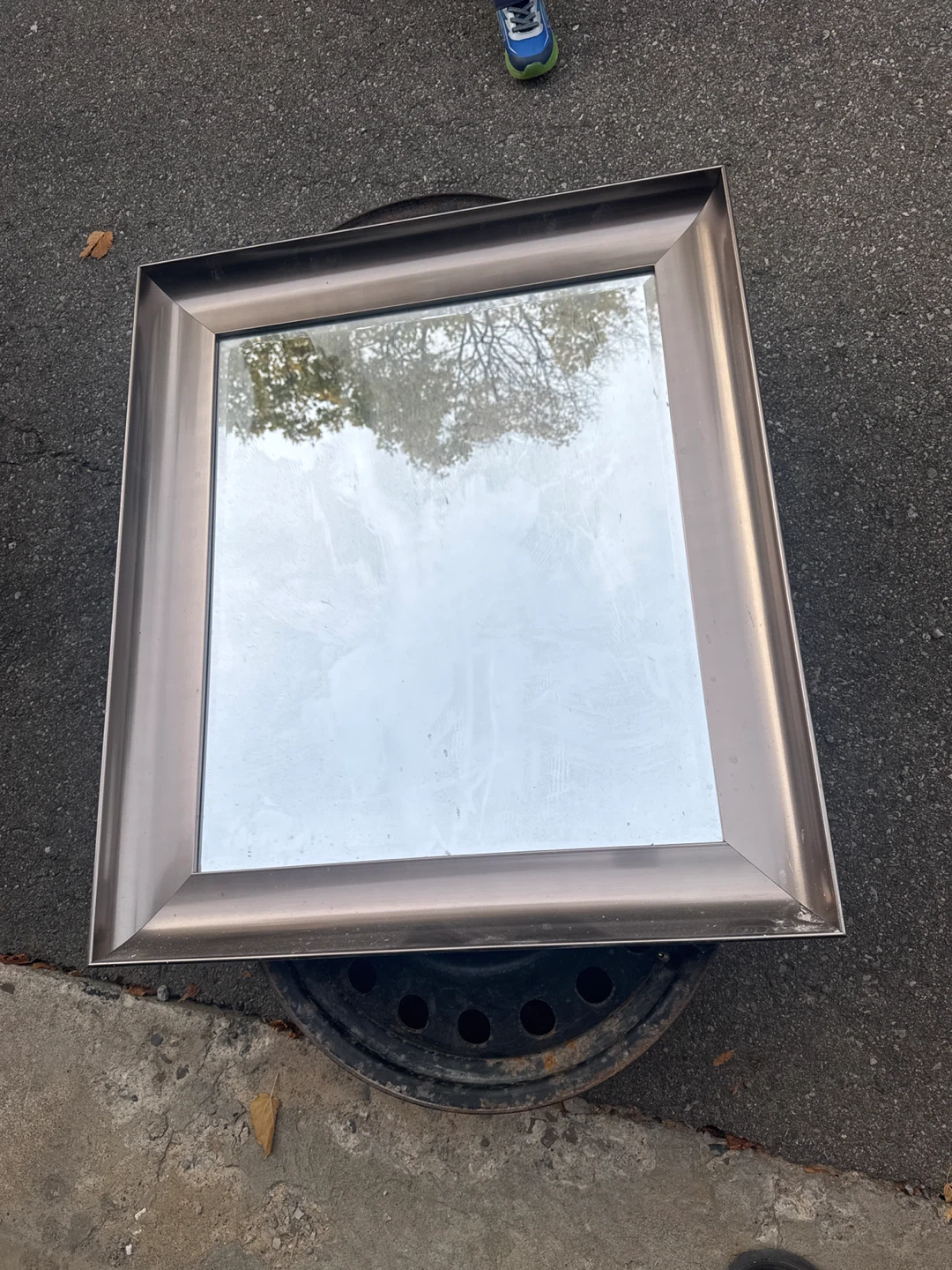 Wall Mirror with Brushed Metal Frame