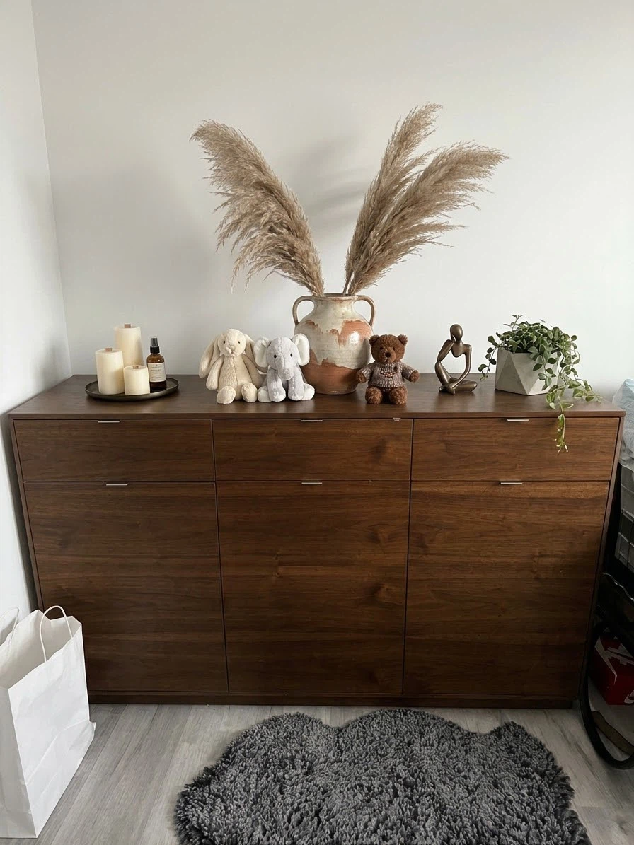 Modern Walnut Finish Storage Cabinet