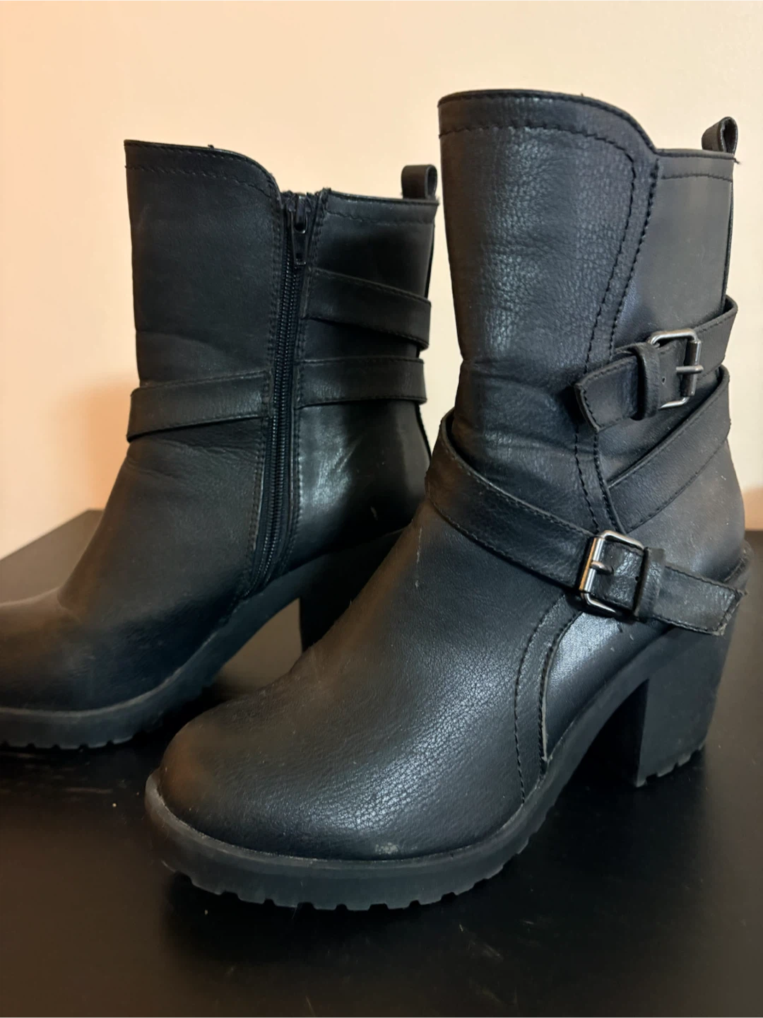 Black Heeled Ankle Boots Size 7.5