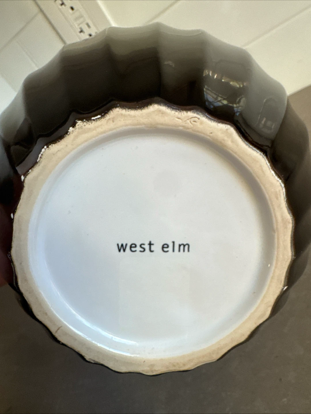 West Elm Black Ribbed Ceramic Vase - photo 4