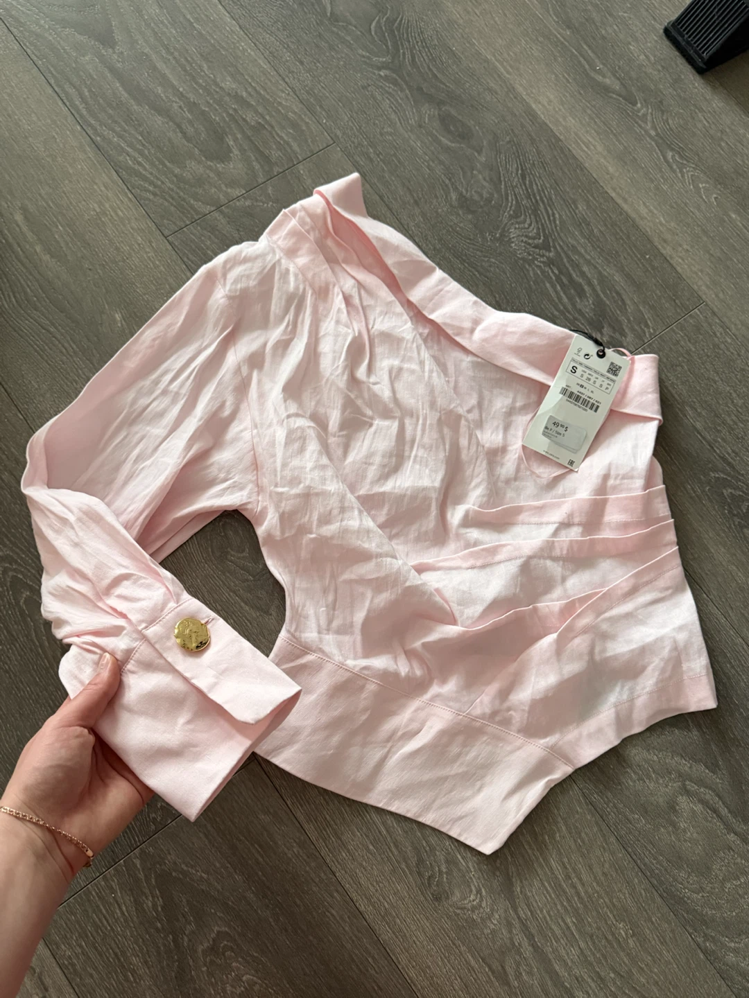 Zara One-Shoulder Linen Blend Top